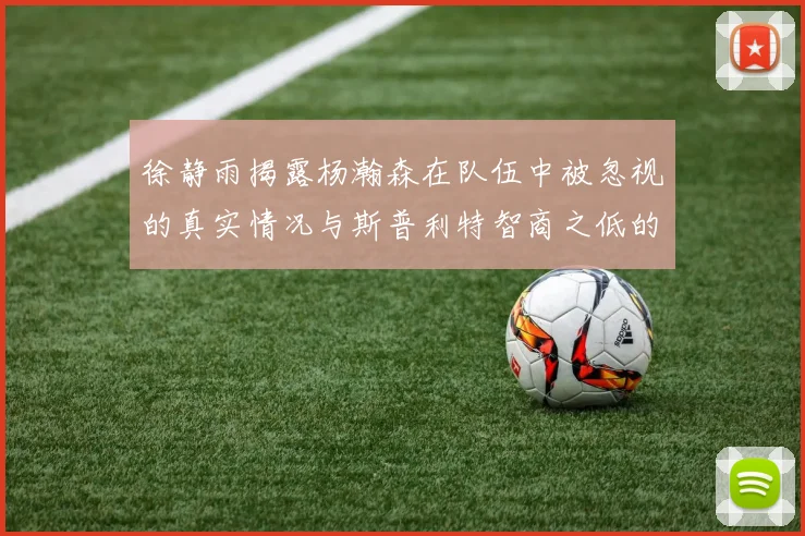 徐静雨揭露杨瀚森在队伍中被忽视的真实情况与斯普利特智商之低的尴尬真相
